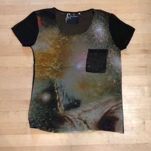 Galaxy Print Sheer Tee